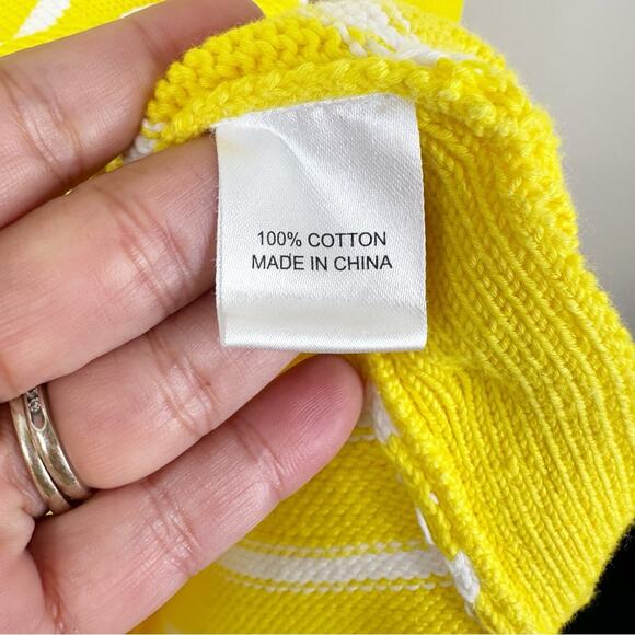 Tuckernuck Bar Harbor Sweater Womens Small Yellow White Striped Cotton Pullover - Picture 7 of 8